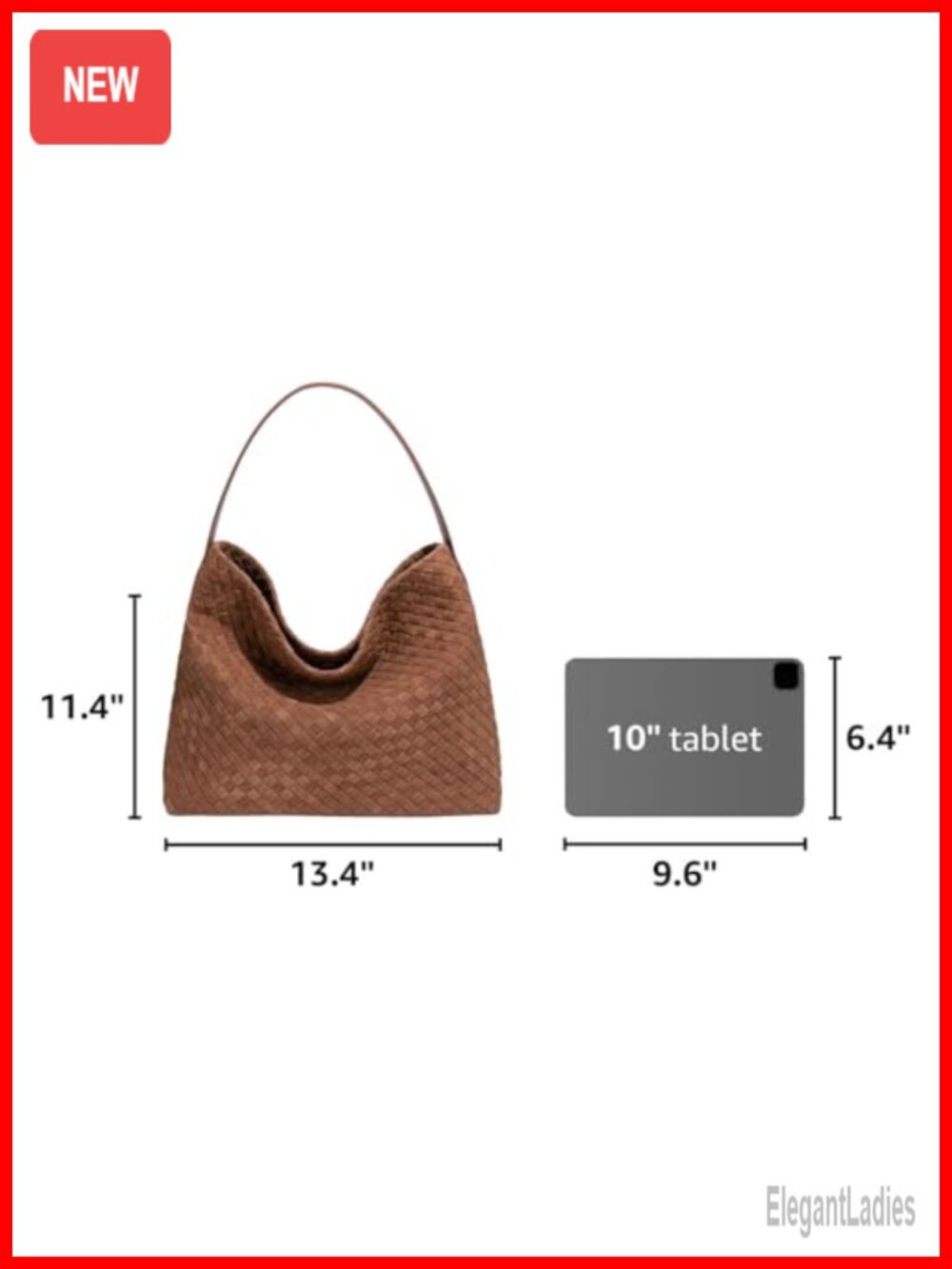 Faux Suede Woven Hobo Bag Shoulder Tote Satchel - Picture 2 of 5